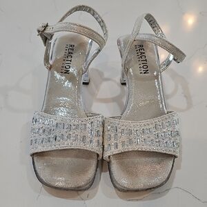 Silver Rhinestone Embellished Sandals with Slingback